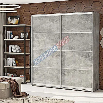 Шафа купе 0.9 м Комфорт "З 4-х частин" дводверна Бетон-0