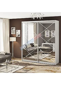 Шкаф-купе 1.1 метра Комфорт "Зеркало" 2х дверный дуб беленый