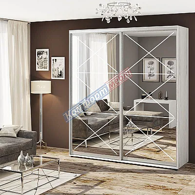 Шафа-купе 1.1 метра Комфорт "Дзеркало" 2х дверна дуб білений-0