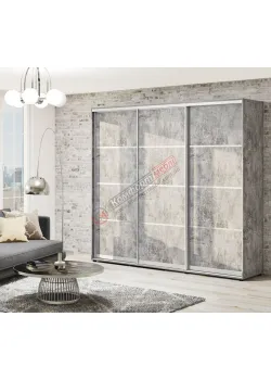 Шкаф купе 2.6 метра Комфорт "Из 4-х частей" трехдверный бетон светлый