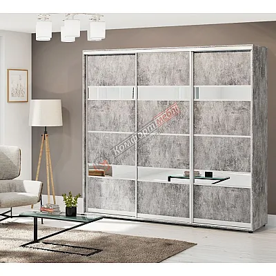 Шафа купе 1.8 метра Комфорт "Модель 5" 3 дверна бетон-0