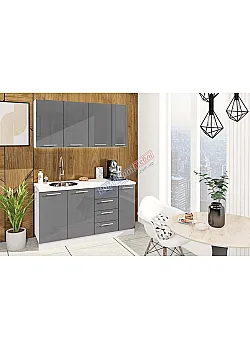 Готовая кухня Комфорт Крашеный высокий глянец 1.5 м Графит