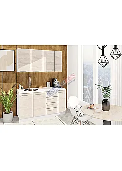 Готовая кухня Комфорт Эко 1500 мм прямая Дуб беленый