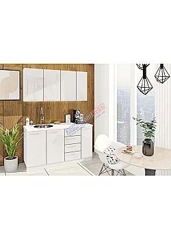 Готовая кухня Комфорт Крашеный высокий глянец 1,5 м Белый