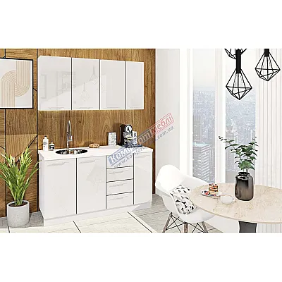 Готовая кухня Комфорт Крашеный высокий глянец 1,5 м Белый-0