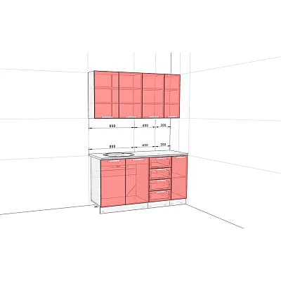Готовая кухня Комфорт Крашеный высокий глянец 1,5 м Белый-1