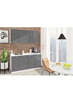 Готовая кухня Комфорт Крашеный высокий глянец 1.6 метра Графит