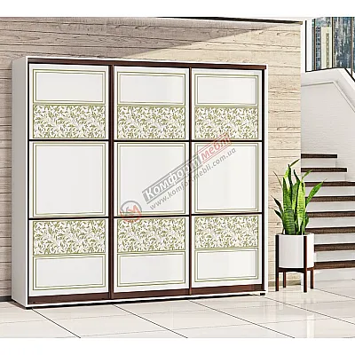 Шкаф-купе 2,5 м Комфорт "Валенсия" глянец 3 дверный светлый-0