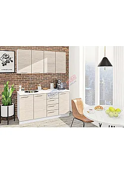 Готовая кухня Комфорт Эко 1,6 м прямая Дуб беленый