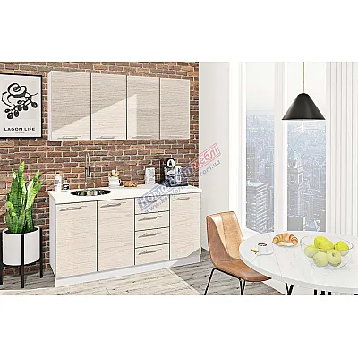 Готова кухня Комфорт Еко 1,6 м пряма Дуб білений-0