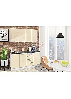Готовая кухня Комфорт Хай-тек 1,6 метра Крем