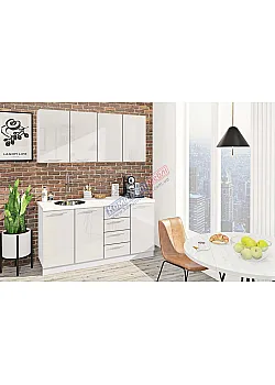 Готовая кухня Комфорт Крашеный высокий глянец 1,6 метра Белый