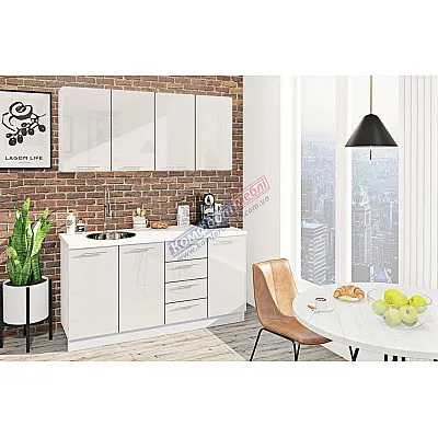 Готовая кухня Комфорт Крашеный высокий глянец 1,6 метра Белый-0