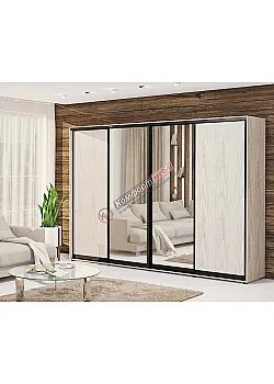 Шкаф купе 280 см Комфорт "ДСП" с зеркалом 4х дверный беленый дуб