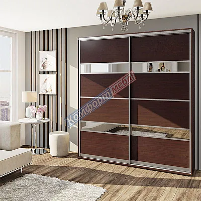Шафа купе 1.7 м Комфорт "Модель 5" 2 дверна колір венге-0