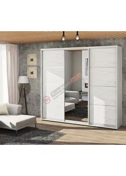 Шкаф-купе 1,8 м Комфорт "Из 4-х частей" с зеркалом 3 дверный дуб беленый