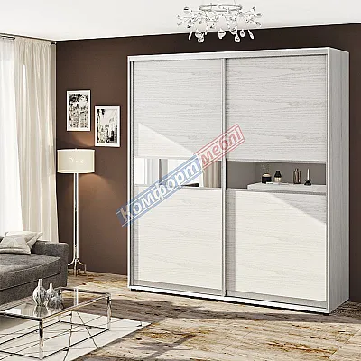 Шафа-купе 1.0 м Комфорт "Модель 2" 2 х дверна білений дуб-0