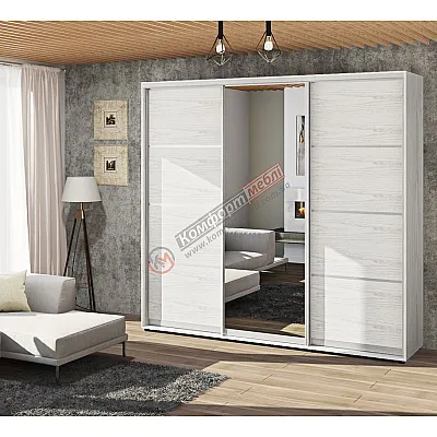 Шкаф купе 240 см Комфорт "Из 4-х частей" трехдверный дуб беленый-0