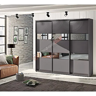 Шафа-купе 2,1 м Комфорт "Модель 3" 3х дверна графіт-0