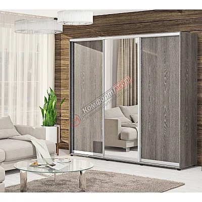 Шкаф купе 270 см Комфорт "ДСП" трехдверный в цвете дуб трюфель-0