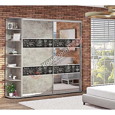 Шкаф купе 1.8 м Комфорт "Модель 3" с зеркалом 2 дверный бетон-0