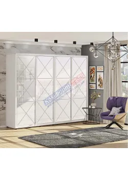 Шкаф-купе 3,6 метра Комфорт "Прованс" глянец 4 дверный белый