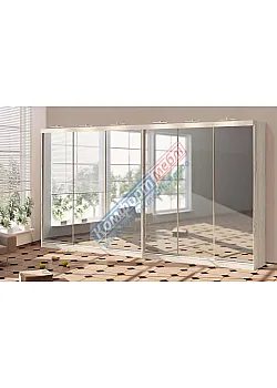 Шкаф-купе 5,2 м 42047 "Зеркало" 6 дверный дуб беленый