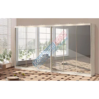 Шкаф-купе 5,2 м 42047 "Зеркало" 6 дверный дуб беленый-0