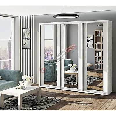 Шкаф-купе 2.2 метра Комфорт "Модель 7" трехдверный светлый-0