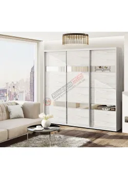 Шкаф-купе 2300 мм Комфорт "Модель 5" 3 х дверный дуб беленый