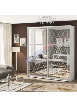 Шкаф купе 1.3 метра Комфорт "Зеркало" 2 дверный дуб беленый