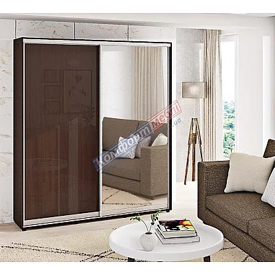 Шафа-купе 0,9 м Комфорт "ДСП" глянець з дзеркалом 2 дверна венге-0