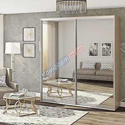 Шафа-купе 1,9 метра Комфорт "Дзеркало" 2х дверна колір дуб сонома-0