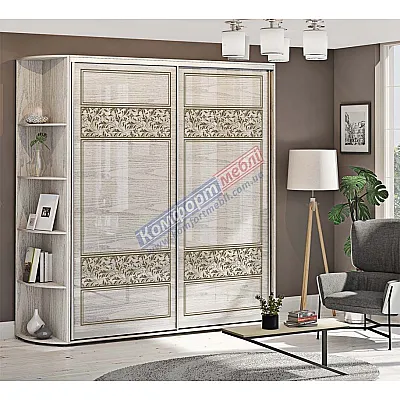 Шафа купе 150 см Комфорт "Валенсія" глянець дводверна дуб білений-0