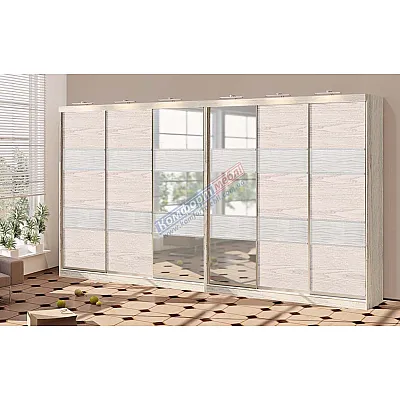 Шафа-купе 5 м Комфорт "Модель 3" 6 дверна білений дуб-0