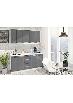 Готовая кухня Комфорт Крашеный высокий глянец 1700мм Графит