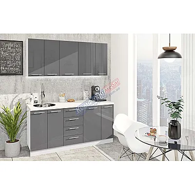 Готова кухня Комфорт Фарбований високий глянець 1700мм Графіт-0