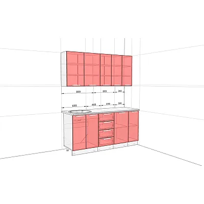 Готова кухня Комфорт Фарбований високий глянець 1700мм Графіт-1