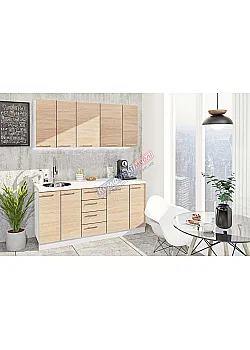 Готовая кухня Комфорт Эко 170 см прямая Дуб натуральный