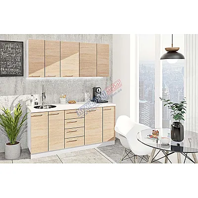 Готовая кухня Комфорт Эко 170 см прямая Дуб натуральный-0