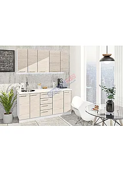 Готовая кухня Комфорт Эко 1700 мм прямая Дуб беленый