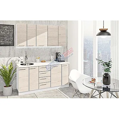 Готовая кухня Комфорт Эко 1700 мм прямая Дуб беленый-0