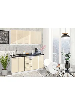 Готовая кухня Комфорт Хай-тек 1700 мм Крем