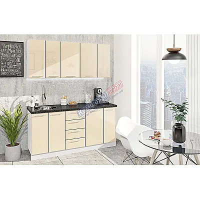 Готовая кухня Комфорт Хай-тек 1700 мм Крем-0