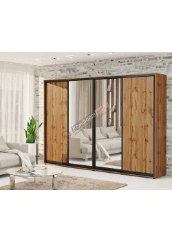 Шафа купе 2.8 м Комфорт "ДСП" з дзеркалом чотирьохдверна дуб золотий