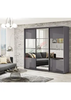 Шафа-купе 250 см Комфорт "Модель 8" 3 дверна графіт