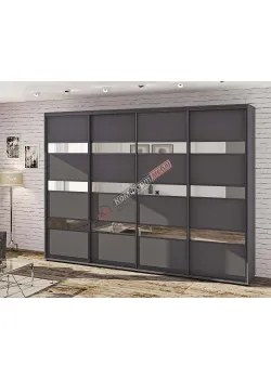 Шафа купе 3.0 метра Комфорт "Модель 4" чотирьохдверна антрацит