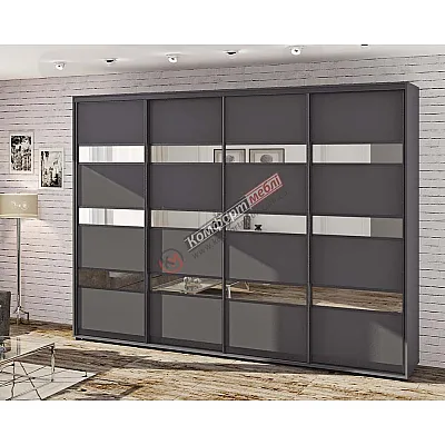 Шкаф купе 3.0 метра Комфорт "Модель 4" четырехдверный антрацит-0