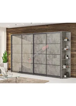 Шафа купе 3 метра Комфорт "З 4-х частин" 4х дверна бетон світлий