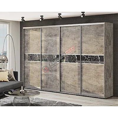 Шафа-купе 3,8 метра Комфорт "Модель 2" чотиридверна бетон-0